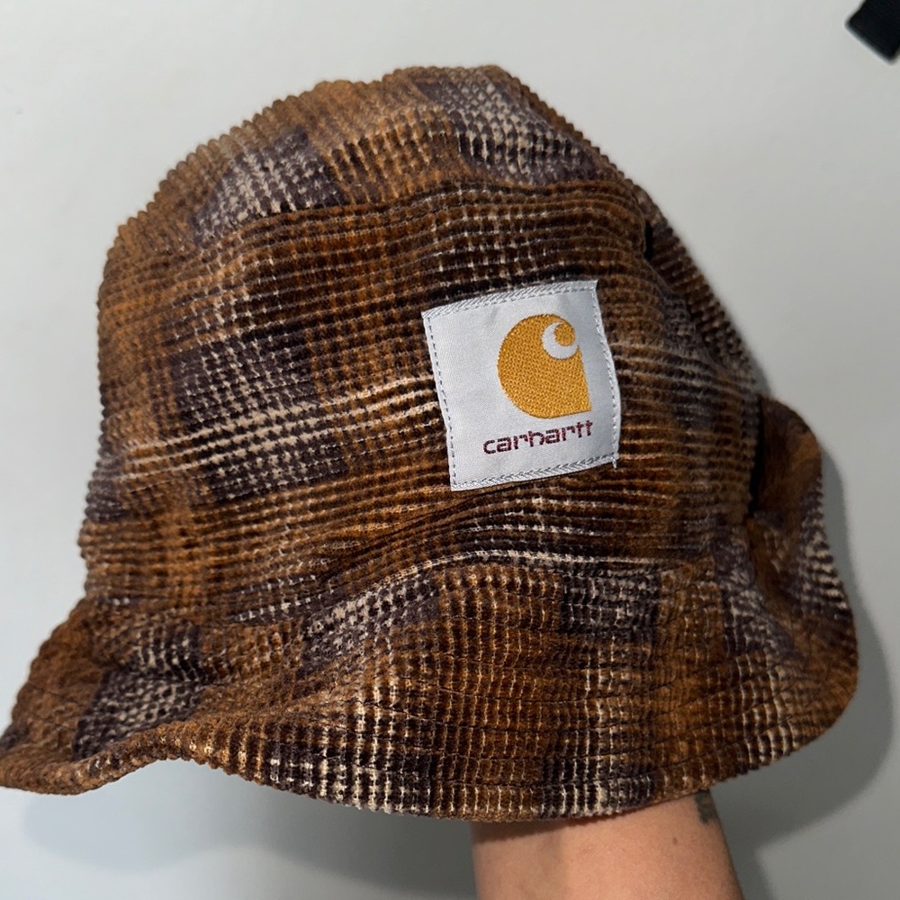 Carhartt Tan and Brown Checkered Bucket Hat